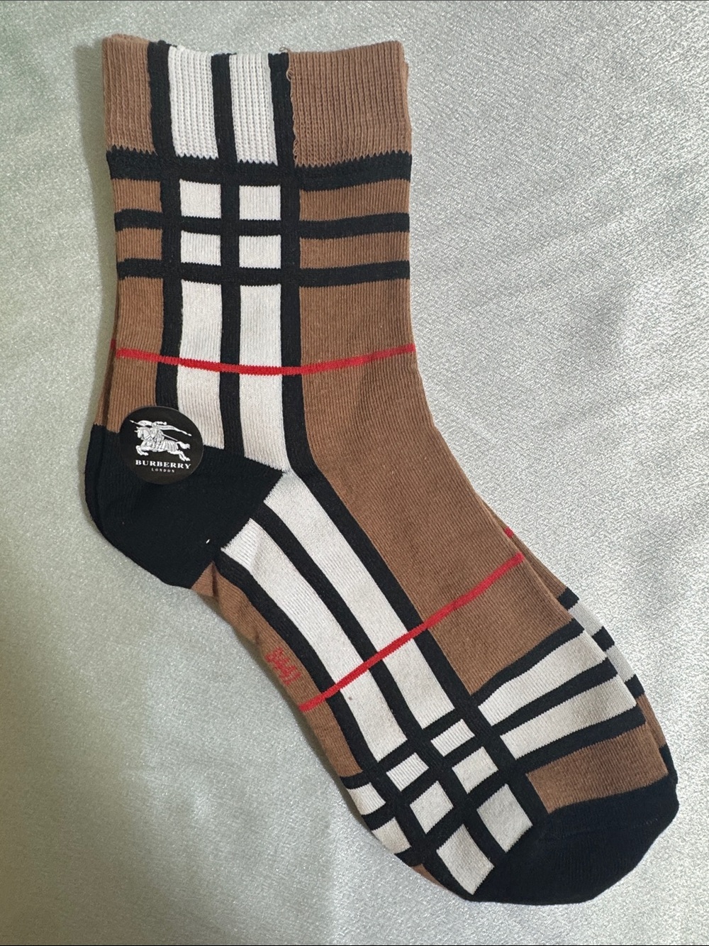 New! Burberry-Men's Brown Plaid Crew Socks
